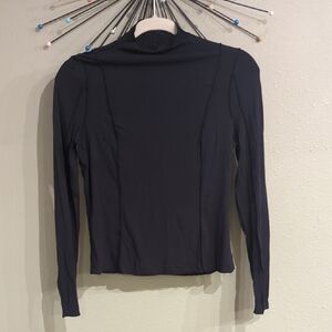Sweaty Betty Long Sleeve Black  Wear Athletic US 8 Exposed Seam Funnel Neck
